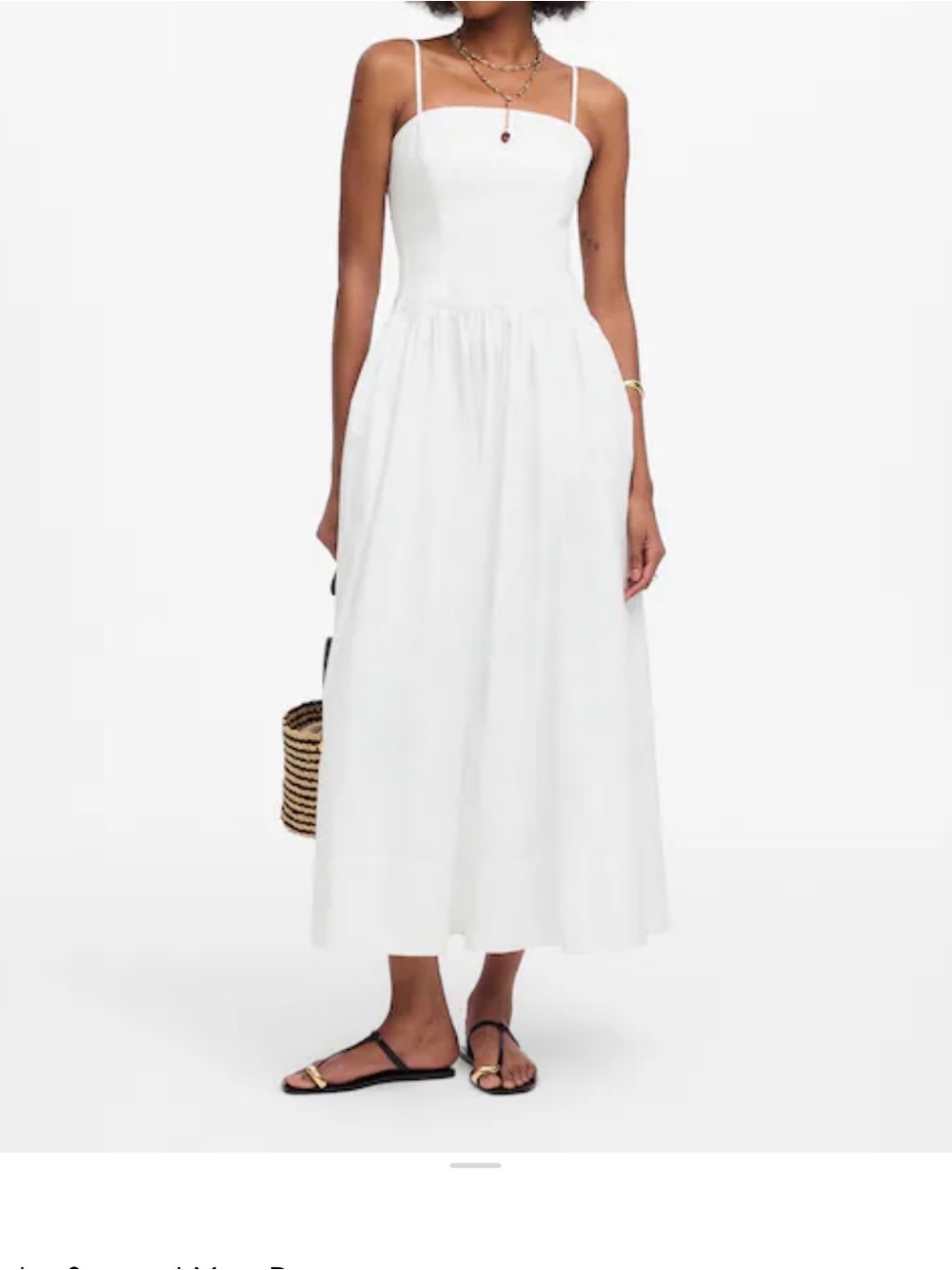 Madewell White Poplin Seamed Maxi Dress